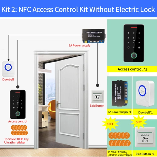 Asia Teco 야외 IP67 방수 RFID 13.56MHz 생체 지문 액세스 제어 키트, 전자 도어 오프너 + WIFI 게이트웨이 5