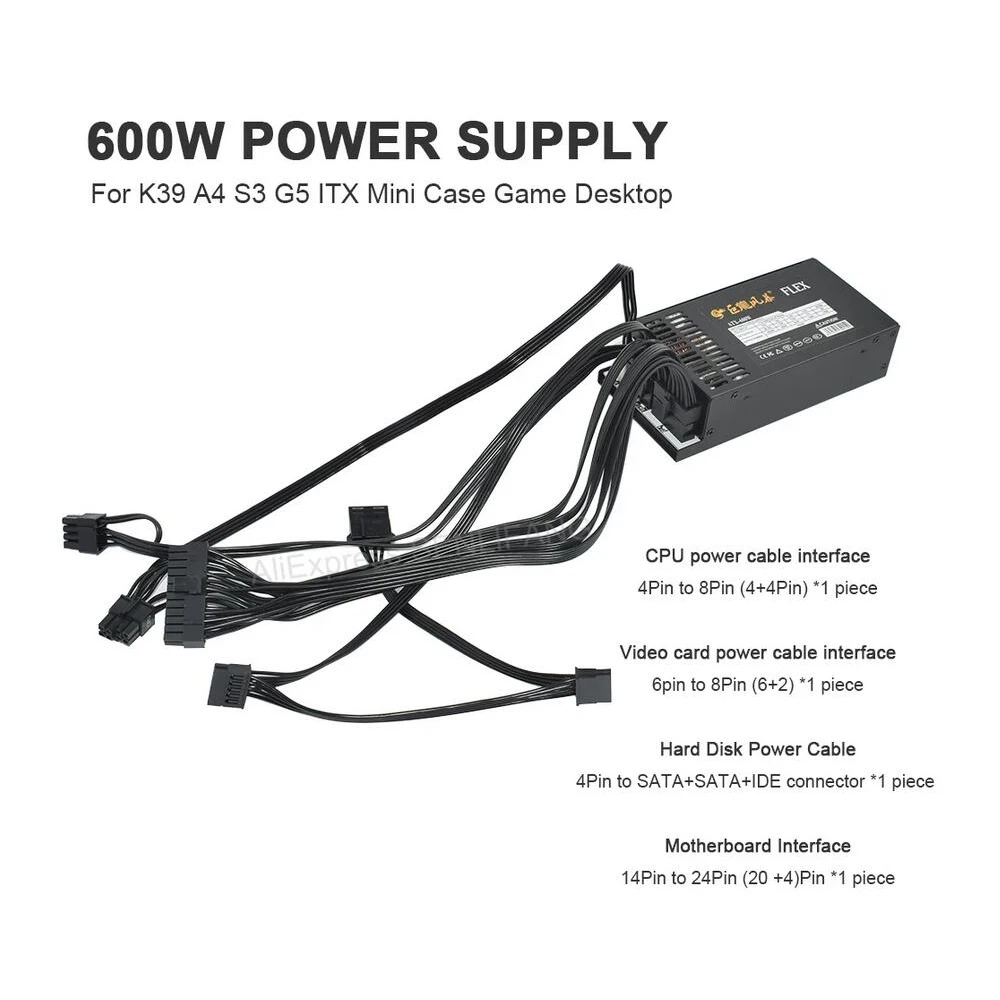 Senlifang-fonte de Alimentação Modular Pos Aio Completa Psu Pequena 7660b 400w 600w 1u K39 a4 s3 g5 Itx Mini Case 110264v Mudo - Imagem 6