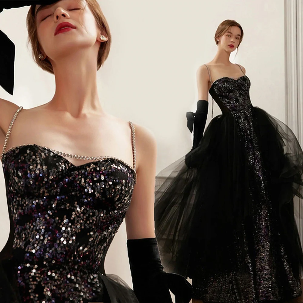 

Великолепное и элегантное платье для выпускного вечера, черное платье без бретелек из фатина на заказ, свадебное платье, официальное вечернее платье для женщин 2023