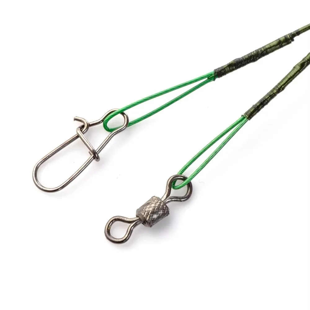 Fishing leashes 20PCS 16cm 20cm 25cm Anti-bite steel wire leader leashes For fishing 50LB With swivel Fishing lure accessories Pike bass