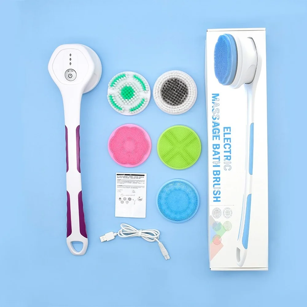

Personal Care Shower Body Back Cleaning Tool Set Silicone Long Handle Sponges Electric Body Scrubs Massage Bath Brushes