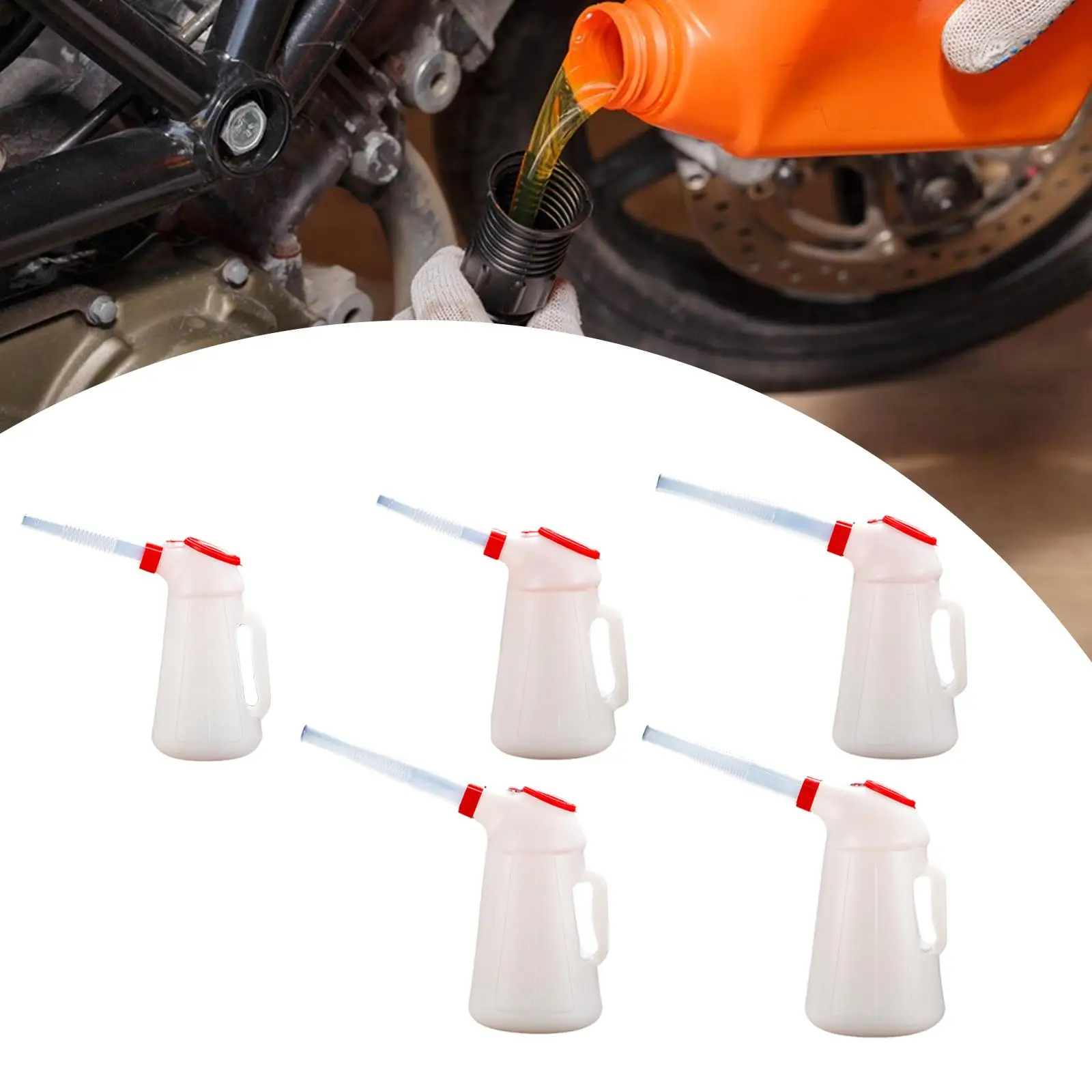 Oil Measuring Container Jug Oil Pots Jug for Automotive Motorcycle Car Fluids Dispenser with Lid Dustproof Cap spout