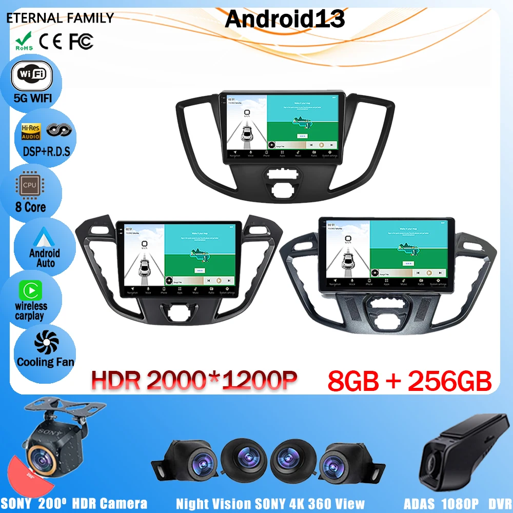 Autoradio Android Carplay Auto Per Ford Transit Tourneo Custom 2013-2021 Navigation Multimedia Player Head Unit Stereo No 2Din