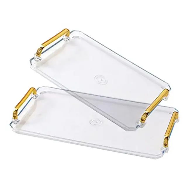 Small&Large Serving Tray with Handles Valet Tray Plastic Serving Tray for Party Kitchen Bathroom Dessert Table Cupcake Display 3