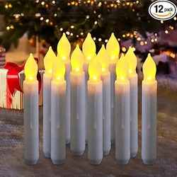Bougies chauffe plat électronique LED sans flammes, 12 pièces, à piles, pour la maison, la chambre à coucher, décor de fête, de mariage, de Festival 