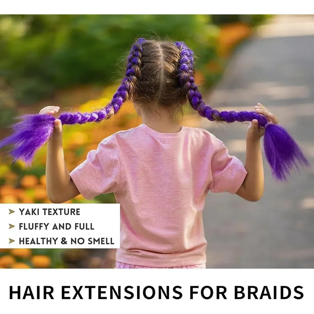 26inch Synthetic Long Purple Braiding Hair Pre Stretched Hair Extensions Braiding Hair for Stage Party Christmas Costume Cosplay