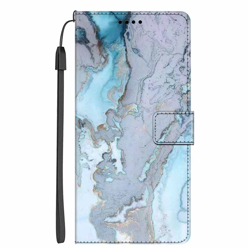 Festive Marble Leather Phone Wallet Flip Cover with Card Holder and Stand