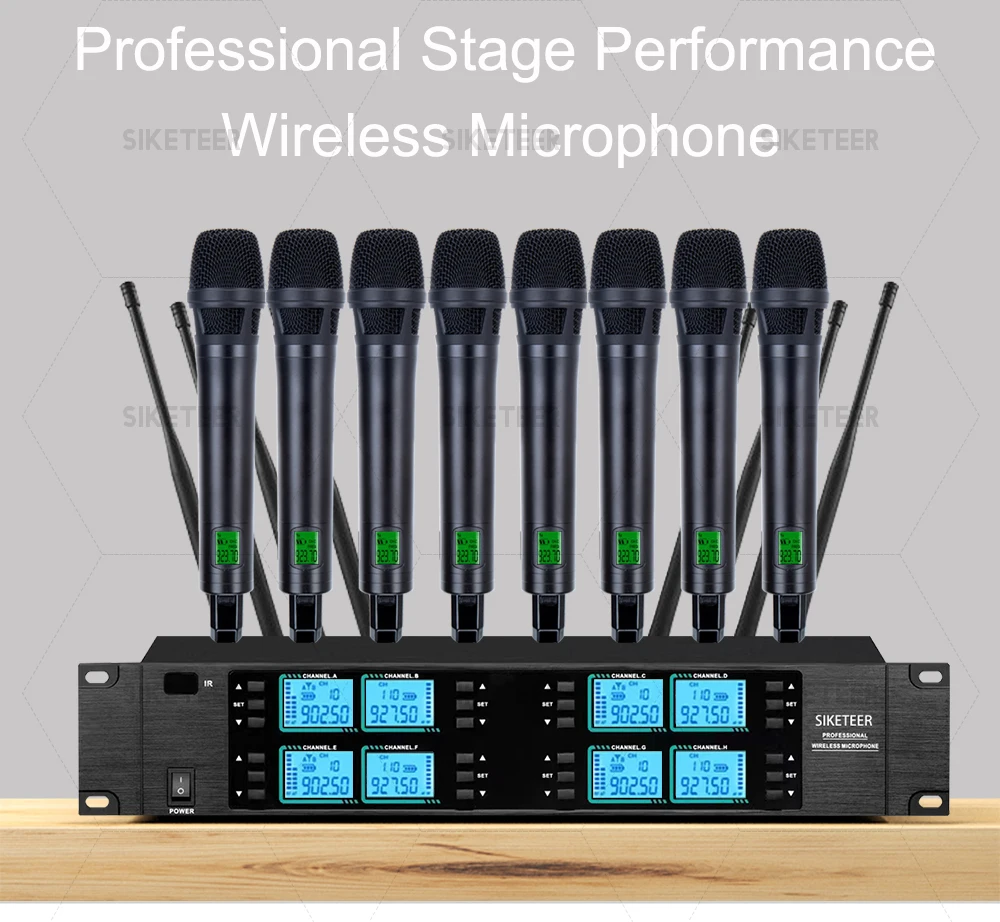 Professional wireless microphone system, headset microphone, for weddings, churches, and stage performances, 910-950MHz.