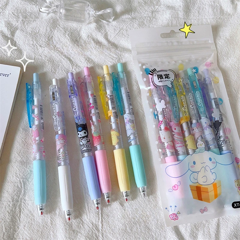 

New Sanrio Kawaii Anime Stationery Kitty Pen Kuromi 0.5mm Press Signature My Melody 0.5Mm Black Quality Cute Kids Birthday Gifts