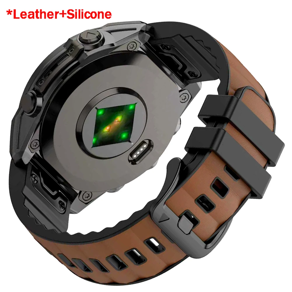 Premium QuickFit Leather Silicone Strap – 26mm/22mm Band Replacement Bracelet