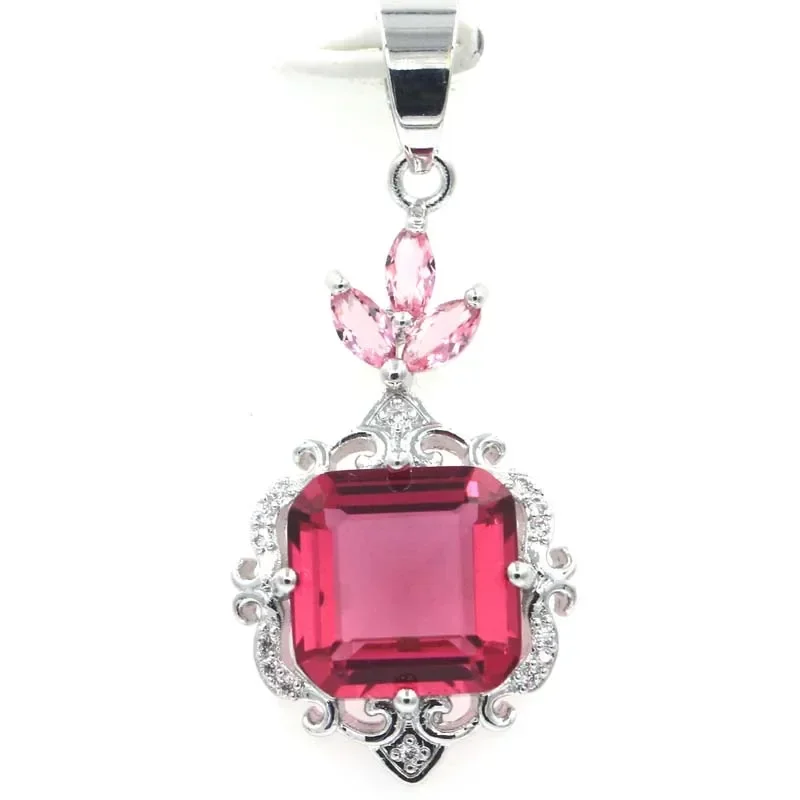 Customized 925 SOLID STERLING SILVER PENDANT Pink Tourmaline Golden Citrine Green Tsavorite Garnet CZ For Women Daily Wear