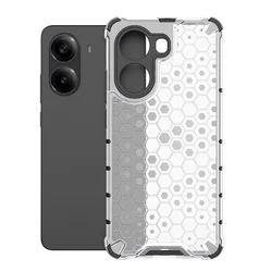 Honeycomb Style Armor Shockproof 2-in-1 Phone Case with TPU Frame and Hard Plastic for Xiaomi Poco X7 Pro (White)