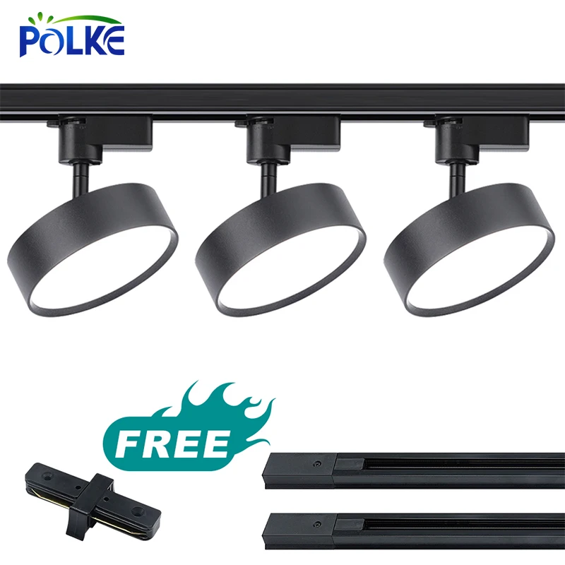 2WiresSetLEDTrackLightAC110V220V18W12W9W7WBlackAluminum