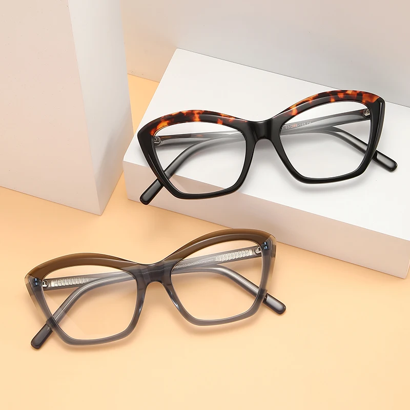 

Women Oversized Acetate Eyeglasses Female Cateye Splicing Fashion Vintage Glasses Frames Optical Prescription Eyewear VA5504