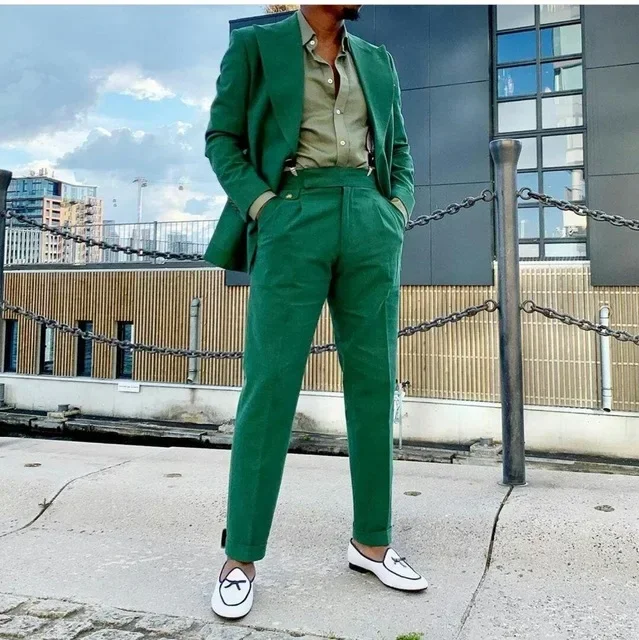 2024 модный зеленый мужской костюм