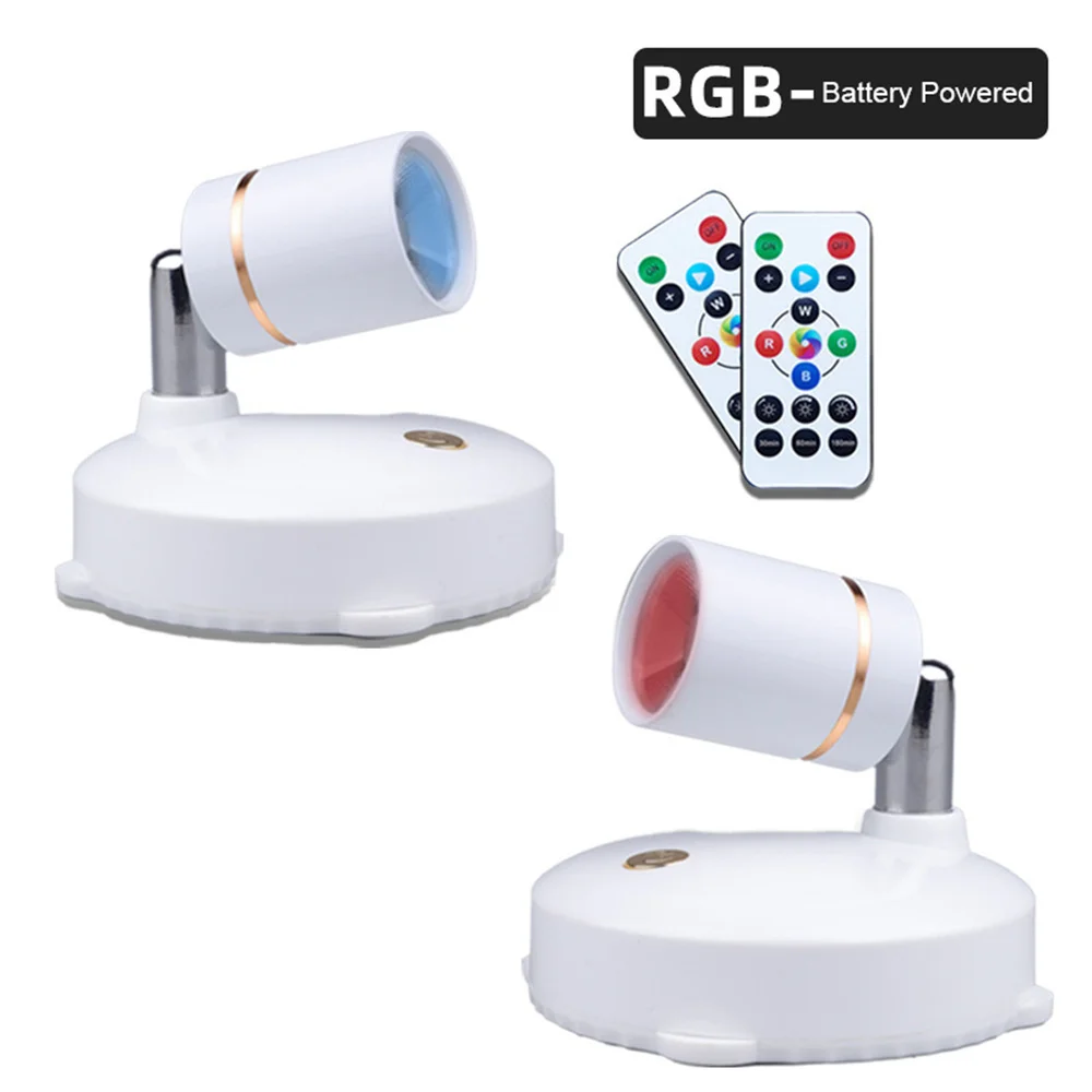 

Battery Powered Led Spotlight RGB Color Dimmable Light &Remote Controller for Bedroom,Closet,Corridor,Stairs,Balcony