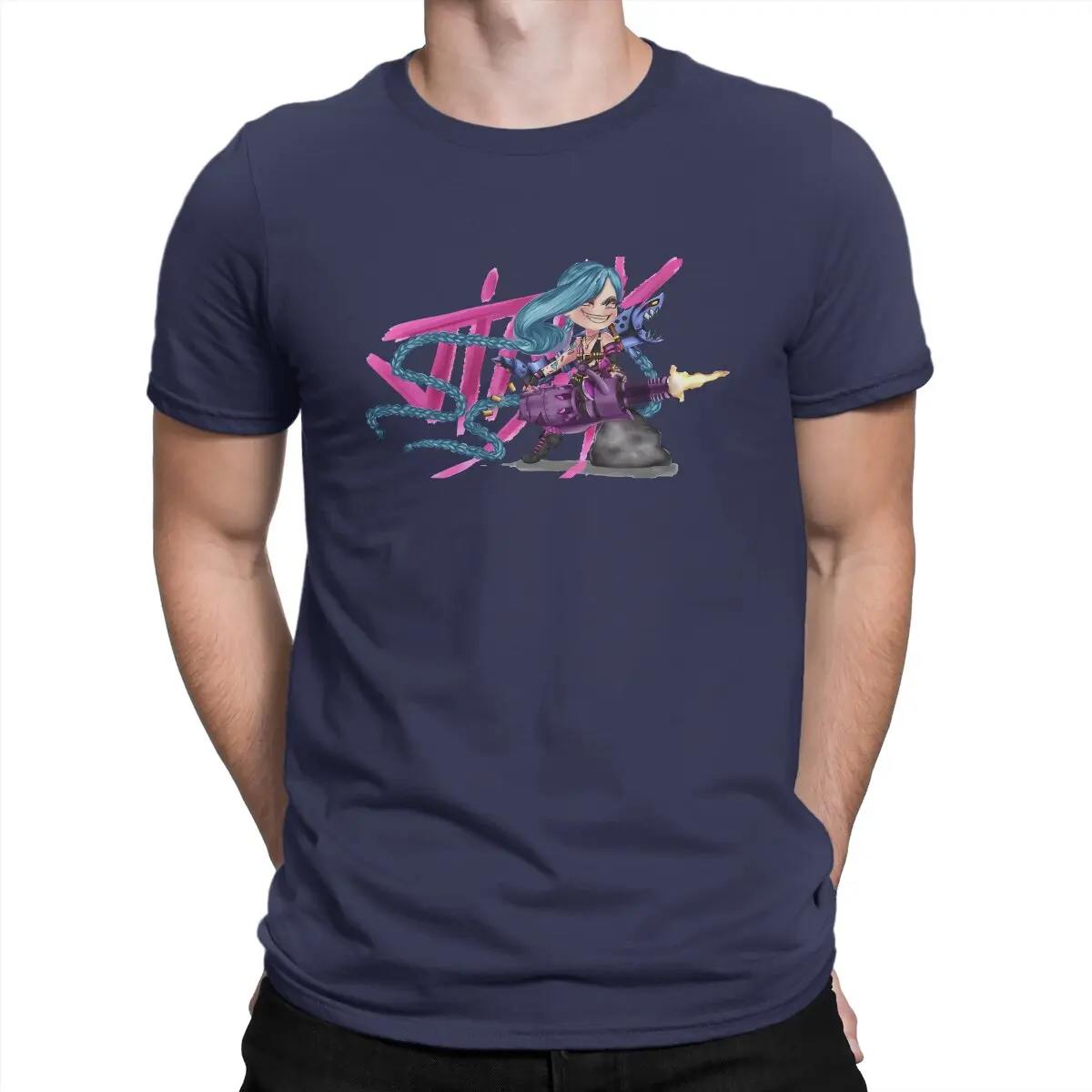thumbnail image 1 of Camiseta Jinx para hombre, de Arcane League of Legends, LOL Game, de algodón, cuello redondo, manga corta, humor, regalos de cumpleaños de alta calidad., 1 of 7
