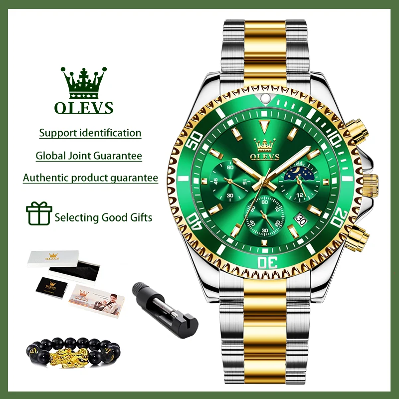 OLEVS 2870 ساعات رجالية مرحلة القمر الصلب التقويم...