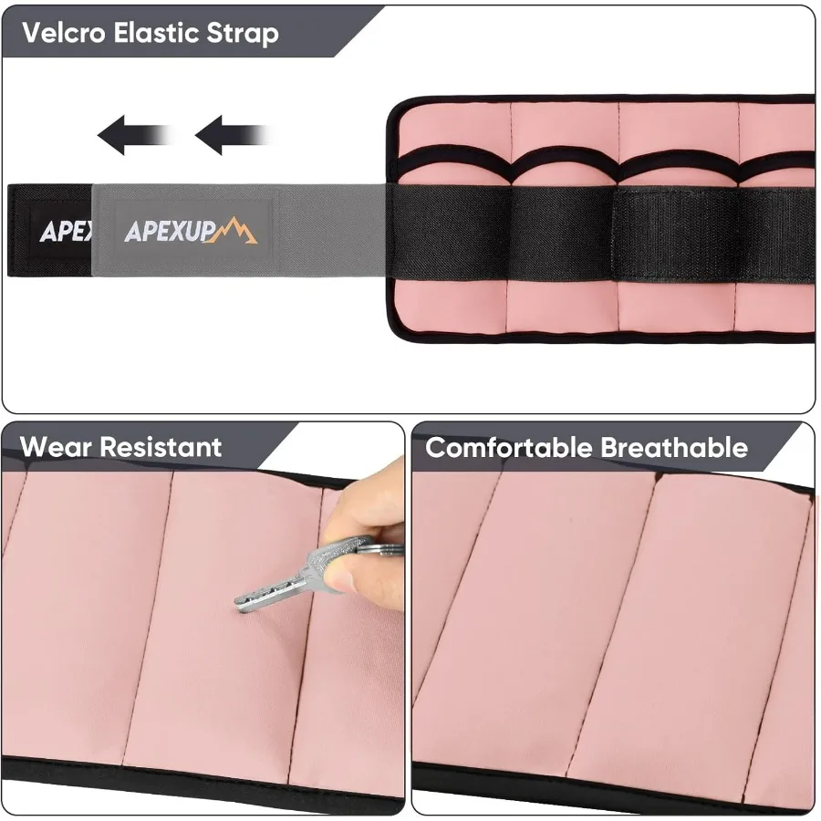 10lbs/Pair Adjustable Ankle Weights for Women and Men, Modularized Leg Weight Straps for Yoga, Walking, Running, Aerobics, Gym