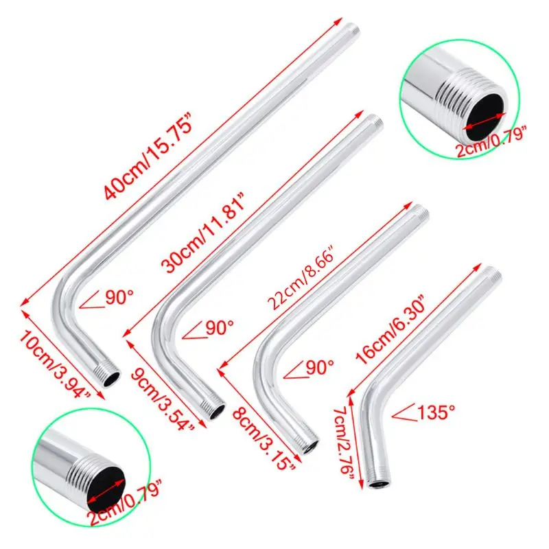 Thread G1/2 Stainless Steel Wall Mounted Tube Rainfall Shower For Head Arm Brack