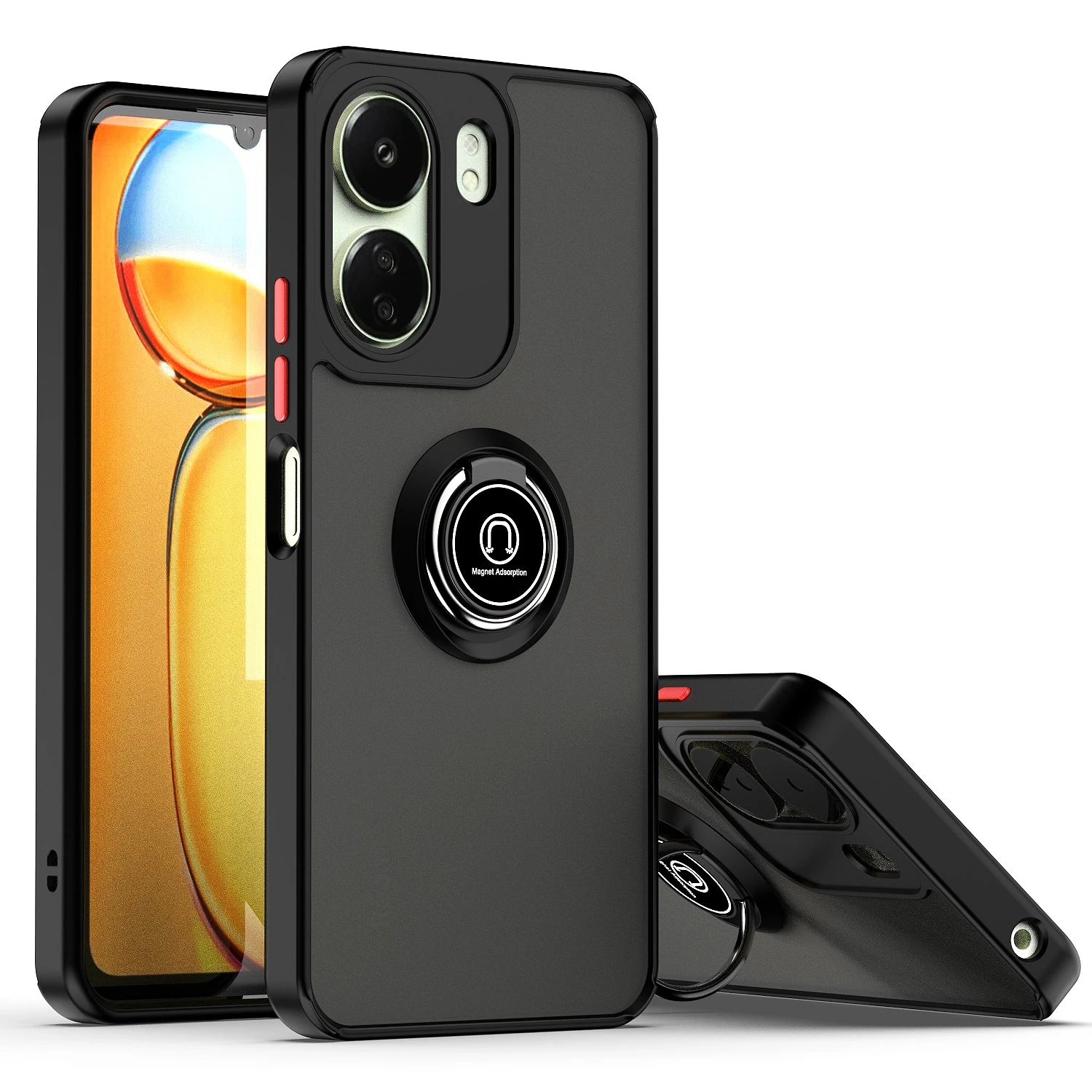 Armor Matte Case with Ring Magnetic Holder Stand - Robust Protection and Stylish Design