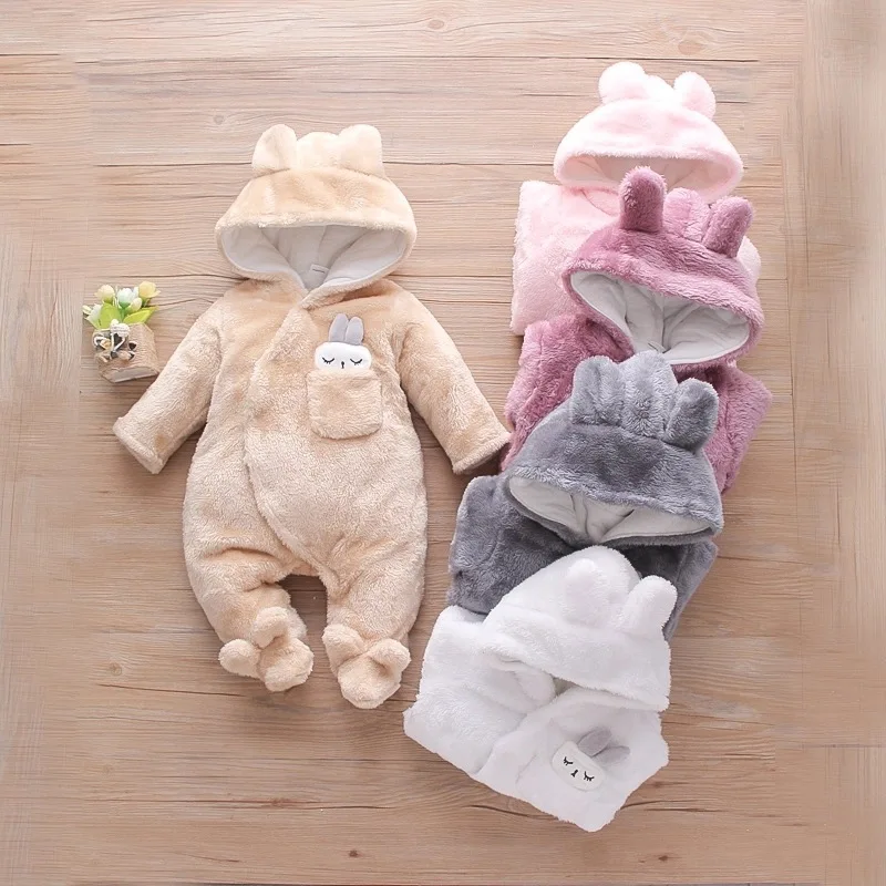 

Newborn Baby Clothes Cardigan Hooded Rompers Autumn Winter Girl Boy Fashion Infant Costume Kids Toddler Cashmere Knit Jumpsuit