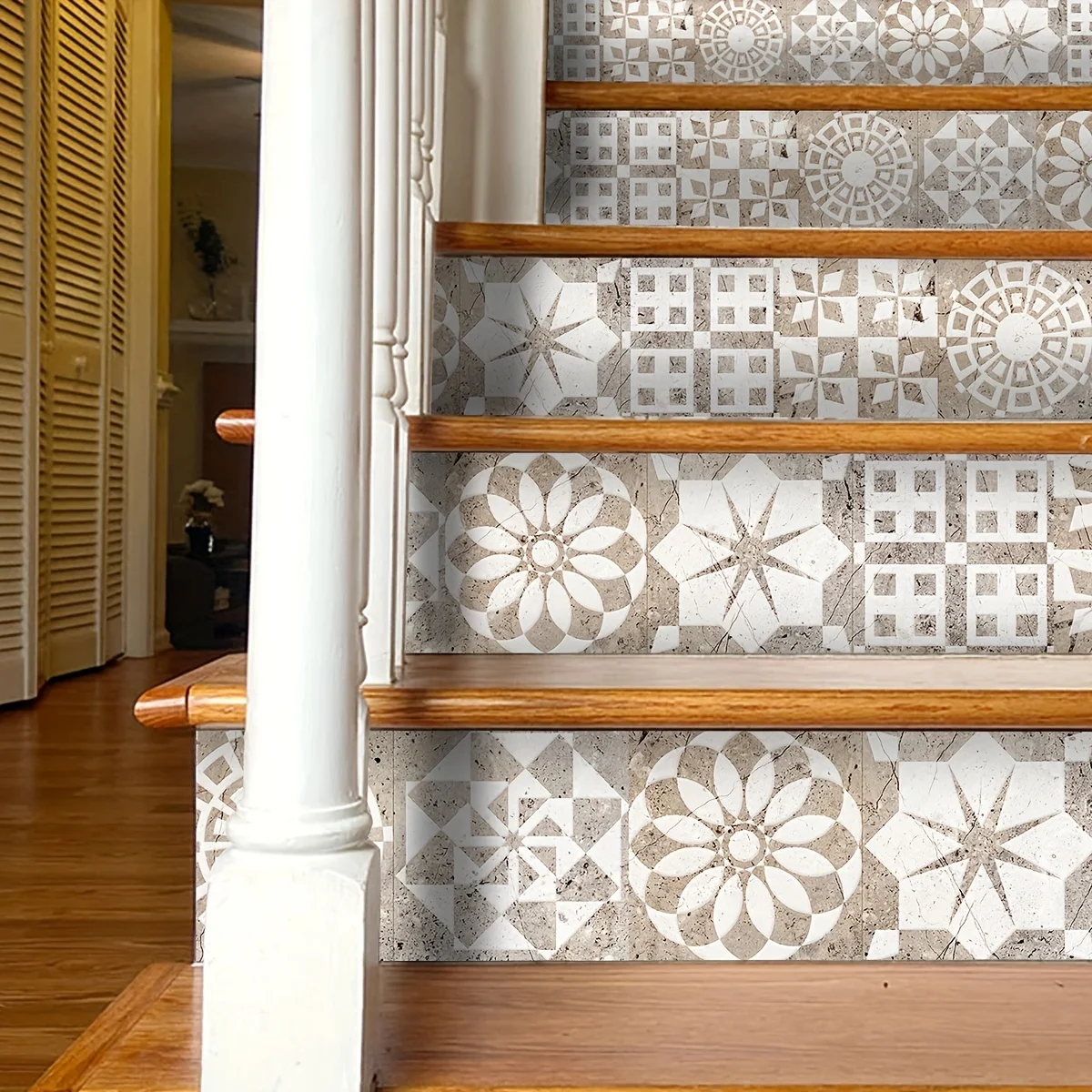 1 Volume Elegant Style Printed Pattern Design Staircase Sticker Self-adhesive Waterproof Home Decoration Wall Stickers Home Deco floor stickers sticker decoration 3d sticker paper vinyl stair nosing