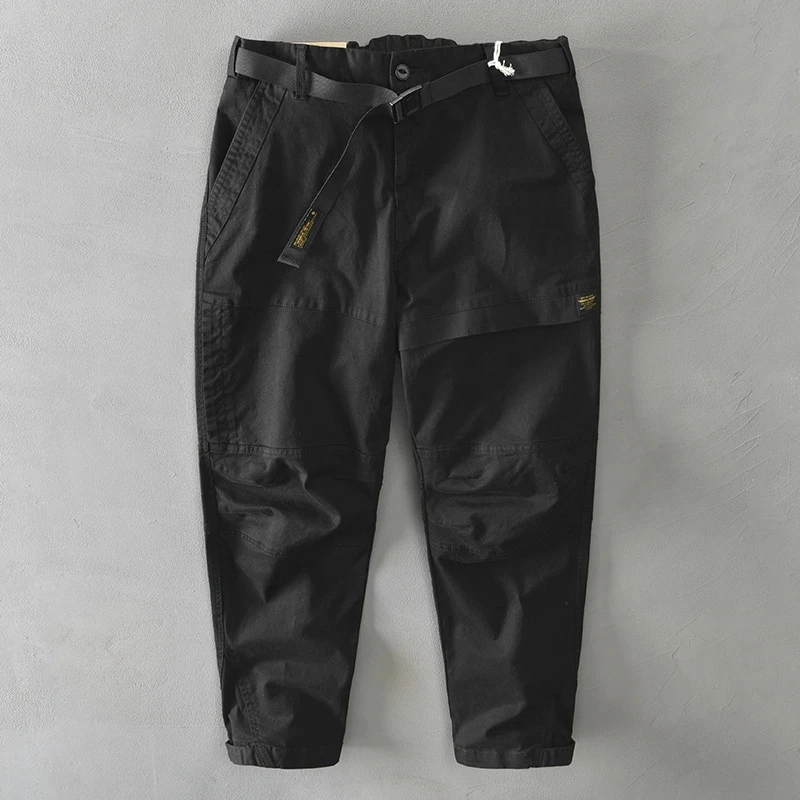 Men's 100% Cotton Casual Pants Spring Men Fashion Metal Belt Buckle Cargo Pants Hip Hop Trouser Man Pant 28-38 cargo pants,cotton work pants,military cargo pants,men casual pants