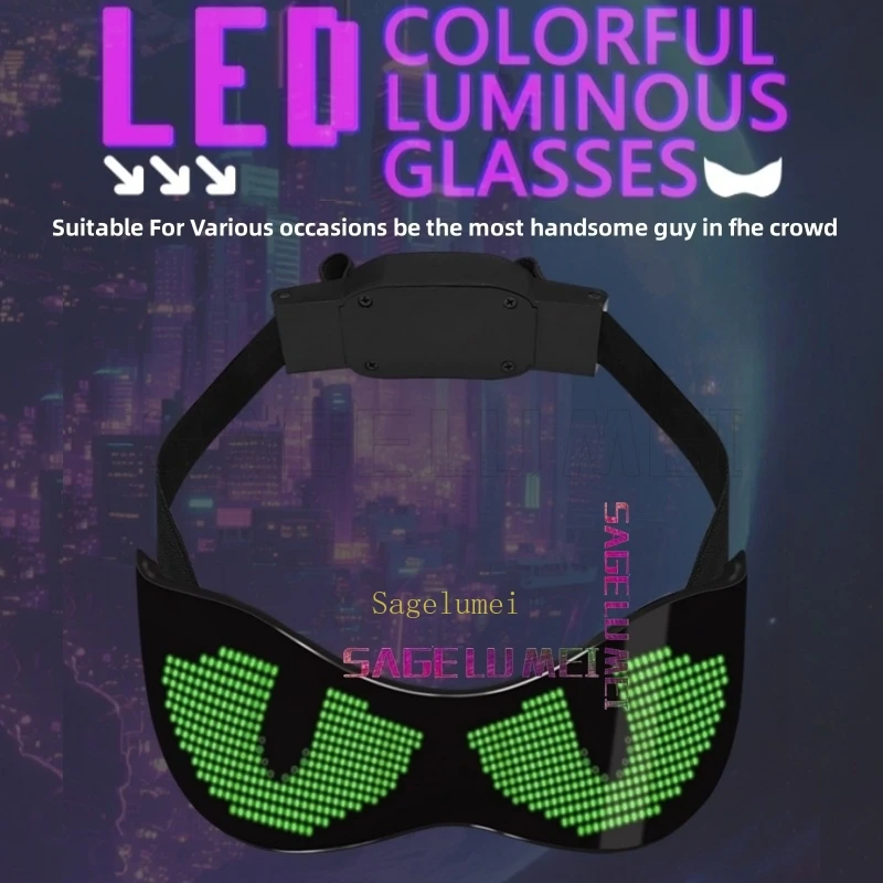 악마의 눈 LED 안경 앱 제어 발광 파티 안경 프로그래밍 가능 DIY 텍스트 그래피티 애니메이션 발광 휴일 안경