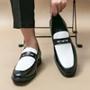 2024 Luxury Brand Black and White Color Block Casual Men's Skating Classic Style Thick Bottom High Quality Indian Leather Shoes 1