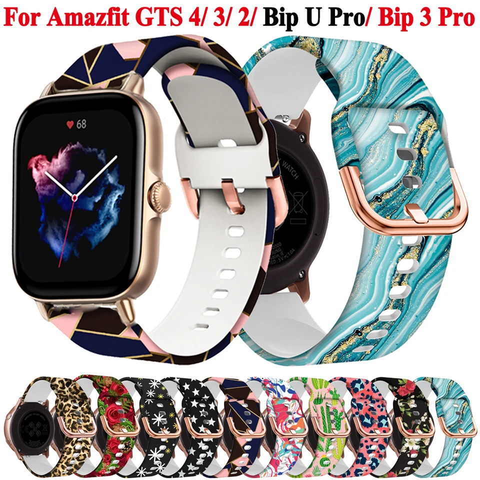 Cinturino Amazfit 20 Mm In Silicone Floreale | Ricambio Per Bip U/Pro/GTR/GTS/Active, Bicolore Sportivo