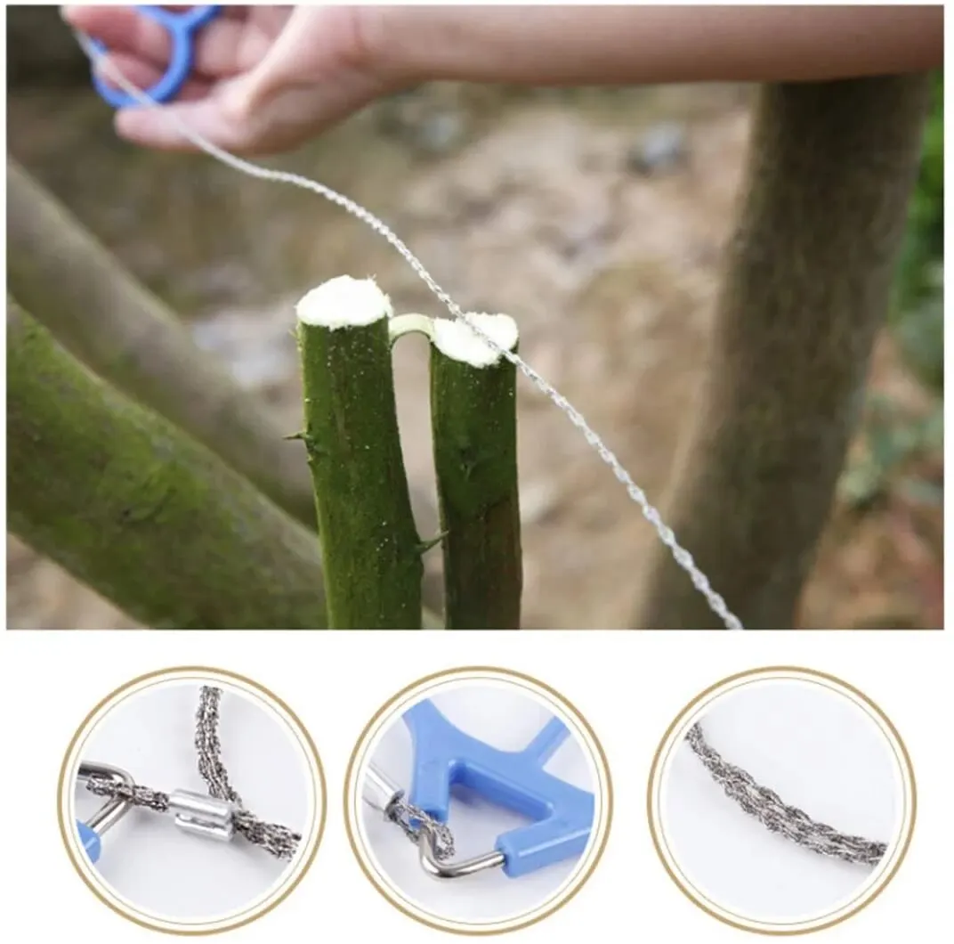 Hand Chain Saw Portable Stainless Steel Wire Saw Universal Emergency 73cm Hunting Camping Hiking Travel Survival Tool