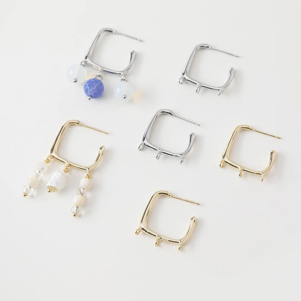 

14K Gold Plated Square Hook Ear Stud Earrings DIY Making Supplies Material Accessories
