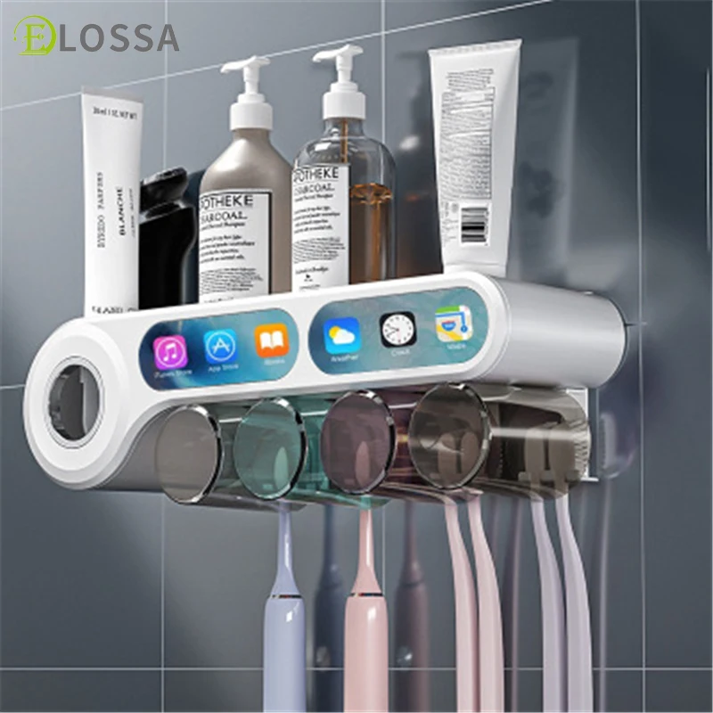 

ELOSSA Multifunctional Toothbrush Holder Toothpaste Squeezer Dispenser Toothpaste Storage Bathroom Organizer Home Accessories