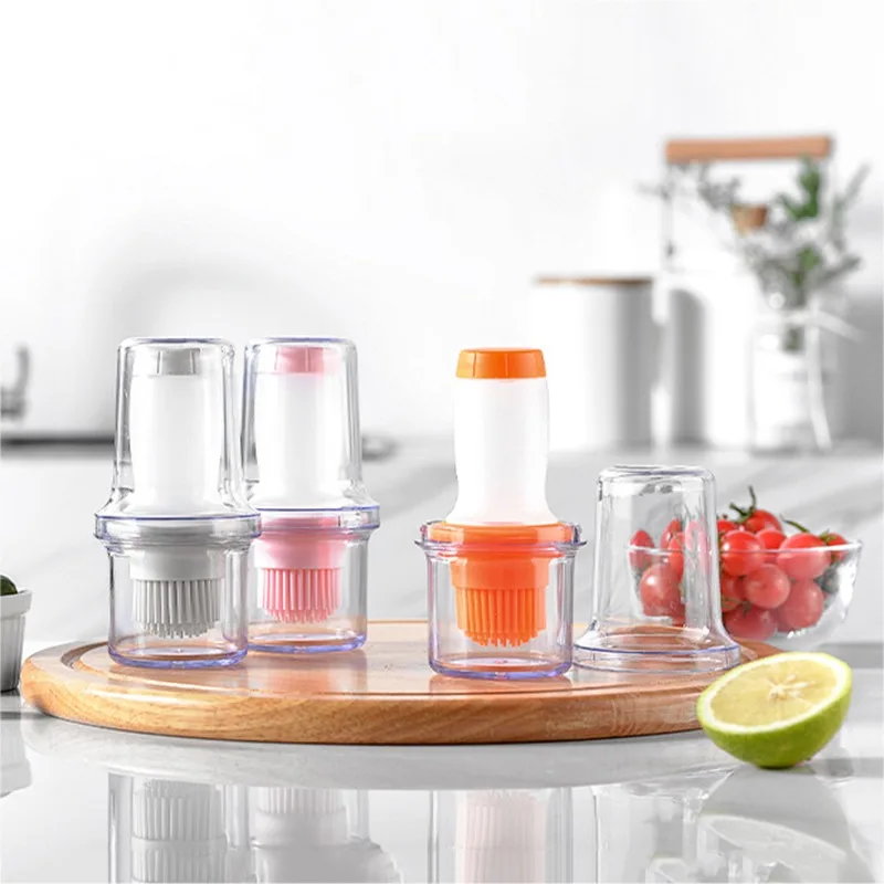 Portable Oil Sauce Spice Bottle Oil Dispenser With Silicone Brush For Cooking Baking BBQ Seasoning Kitchen Food Grade Can