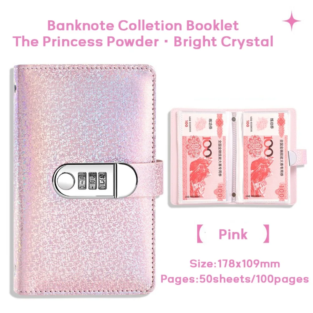 PU-Leder 100-Fächer-Organizer mit Passwort-Schloss, wasserdichter Geld-Notizbuch-Budgetplaner, Bargeld-Organizer