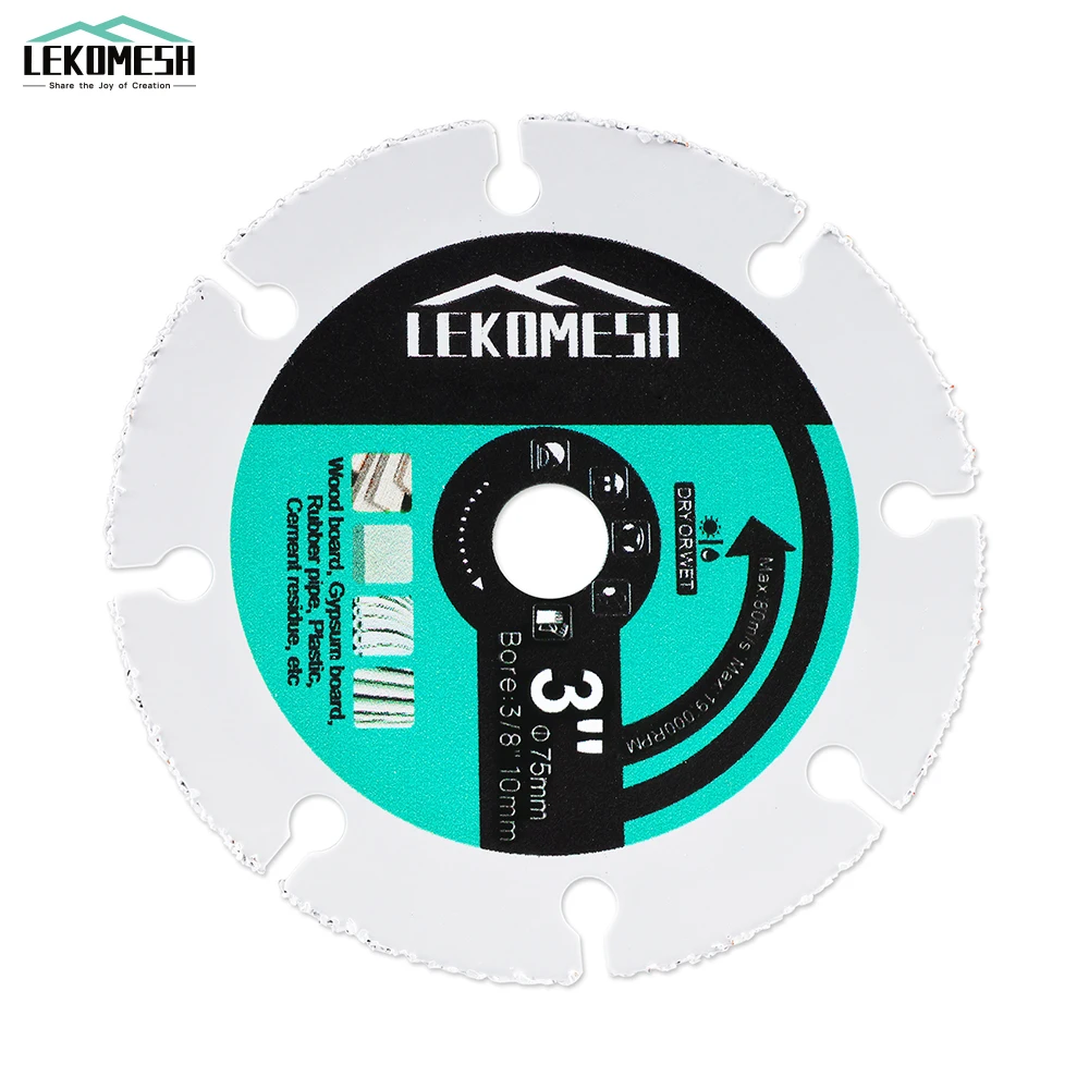 

LEKOMESH Dia75mm 3inches Bore10mm Diamond Saw Blade Cutting Wood Steel Metal Concrete Granite PVC Stone Mini Cutting Disc