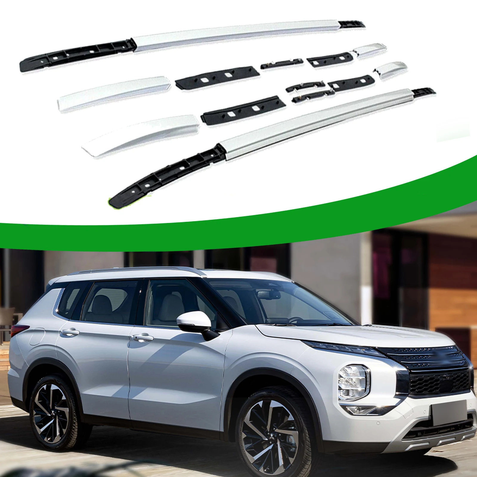 

Подходит для Mitsubishi Outlander 2022-2024, алюминиевый кровельный реечный стеллаж, боковой рельсовый держатель