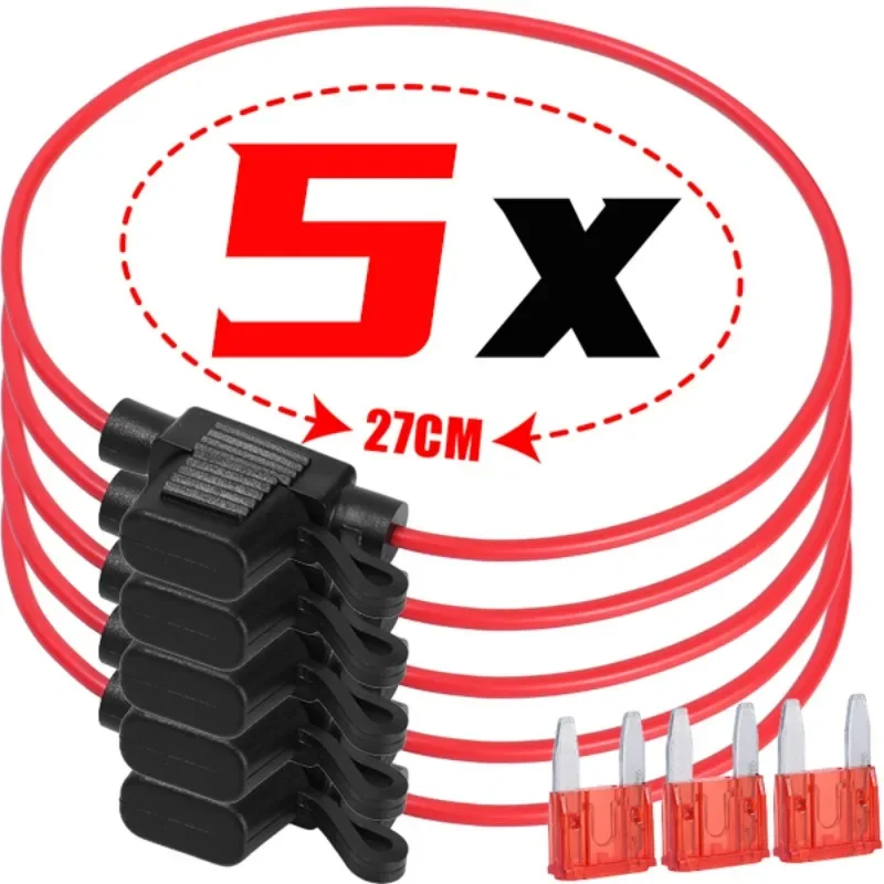 Car Fuse Holder with Fuse Insert Mini Blade Waterproof Sealed Box Car Fuses Socket in Line Cutoff Switch Adapter