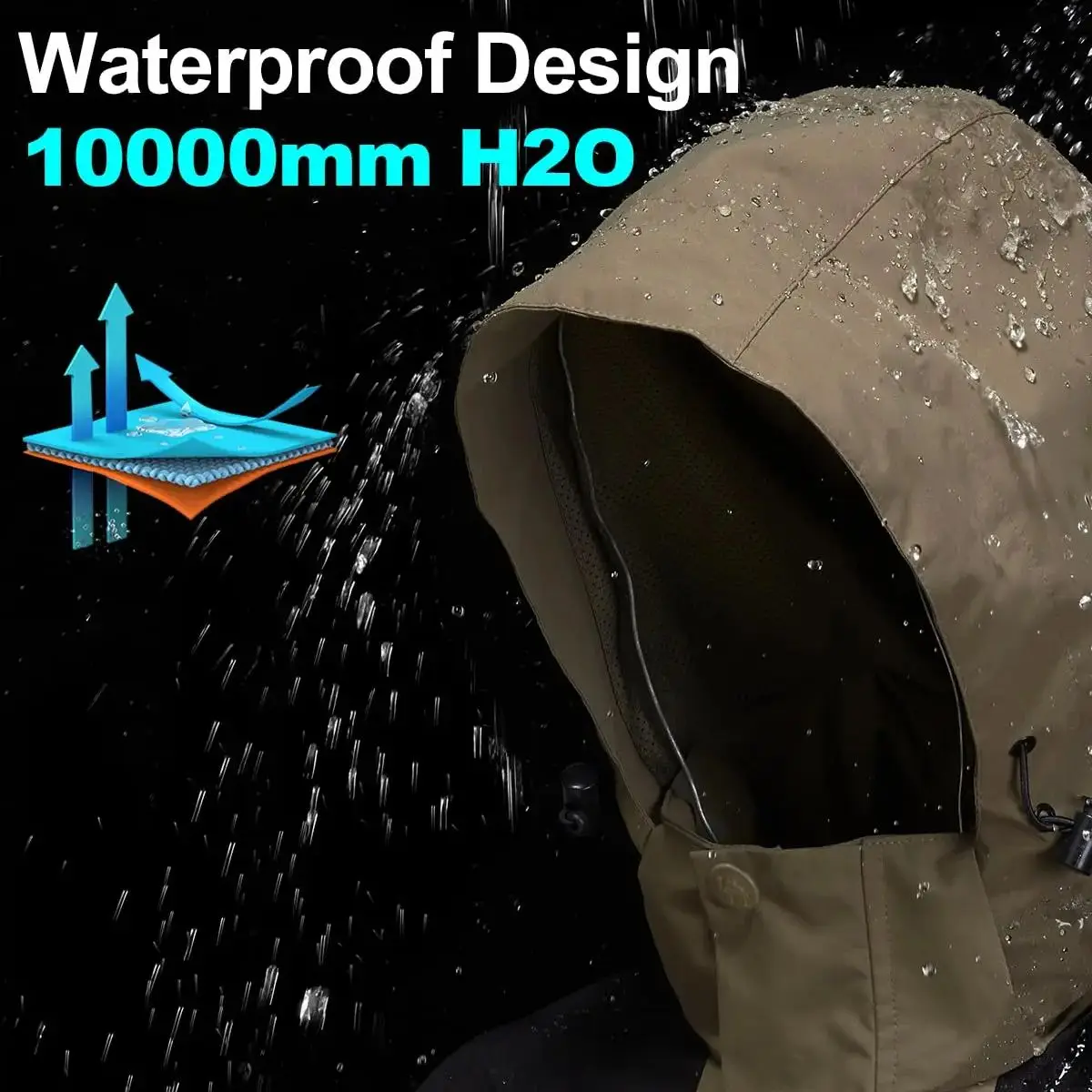 GOLDEN CAMEL Men's Rain Jackets Waterproof with Hood Lightweight Softshell Single Jackets Zip Up Windbreaker Jacket for Hiking hiking jackets,waterproof hiking jackets,waterproof jacket,waterproof coats,softshell jackets