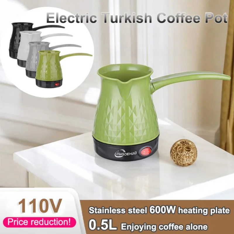 

110V 2-6 Cups Mini Electric Turkish Coffee Pot US Plug One-person Espresso Kettle Heat Milk Tea Moka Pot Barista for Travel Home