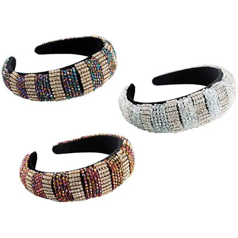 

MXMB женский блестящий обруч для волос со стразами, золотая бархатная ткань, широкая повязка на голову, роскошный цветной обруч