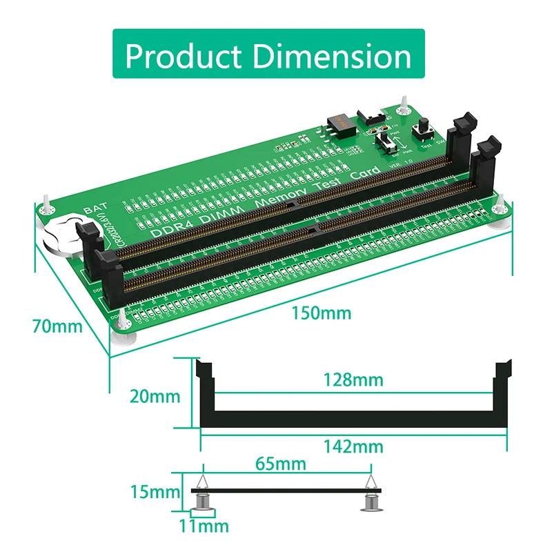 데스크탑 컴퓨터 마더보드 메모리 슬롯 2 개, DDR4 진단 수리 분석기 테스트, DDR4 DIMM 메모리 테스트 카드, LED 테스터 카드 포함