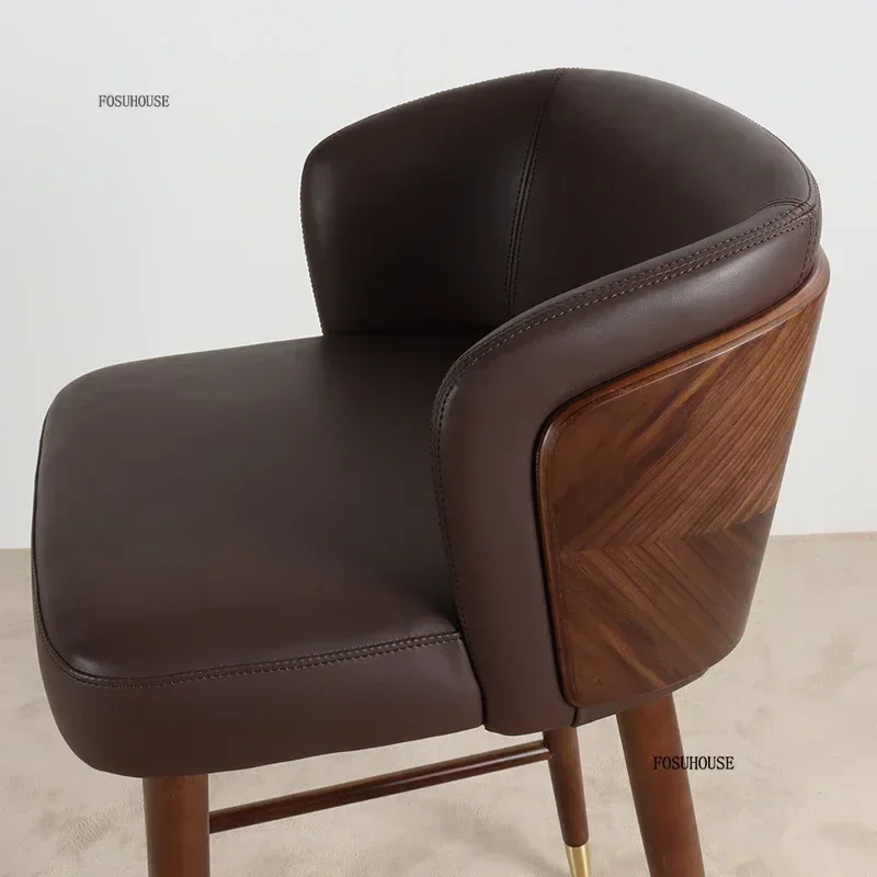 Italian Minimalist Bar Stools for Small Apartment High Kitchen Stools High-end Designer Backrest Bar Chairs Home Furniture