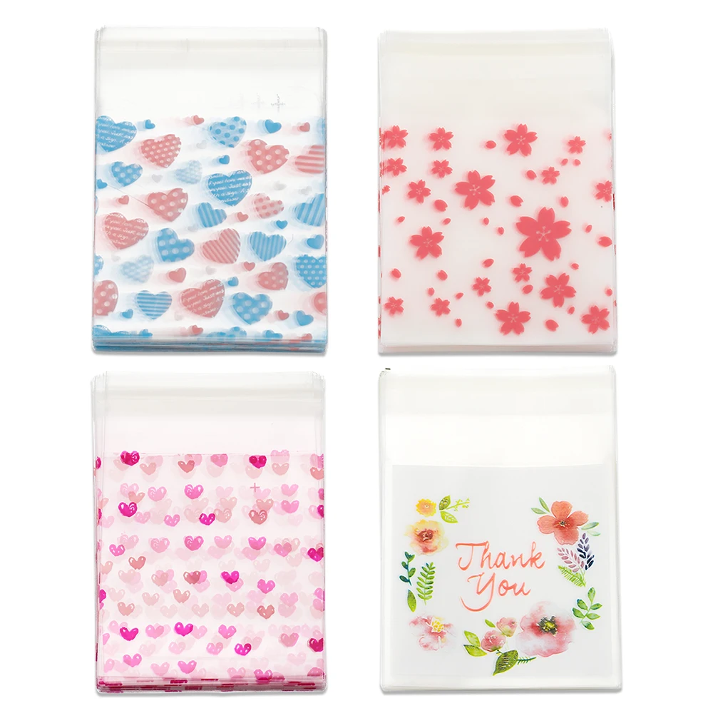 50pcs 발렌타인 데이 사랑 시리즈 diy 쥬얼리 포장 디스플레이 베이킹 쿠키 포장에 대 한 명확한 플라스틱 자체 접착 가방