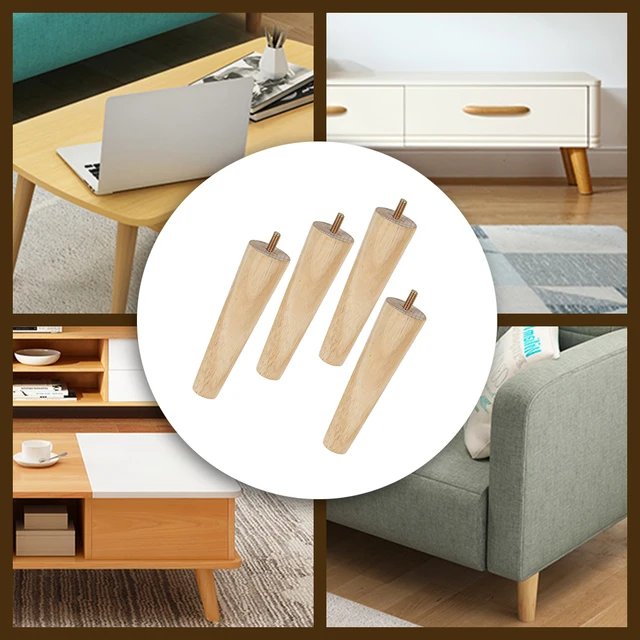 Pieds de meubles de remplacement en bois, 4 pièces, hauteur 8/15/20cm, pied de Table avec vis, coussinets pour canapé, chaise, lit, armoire 6