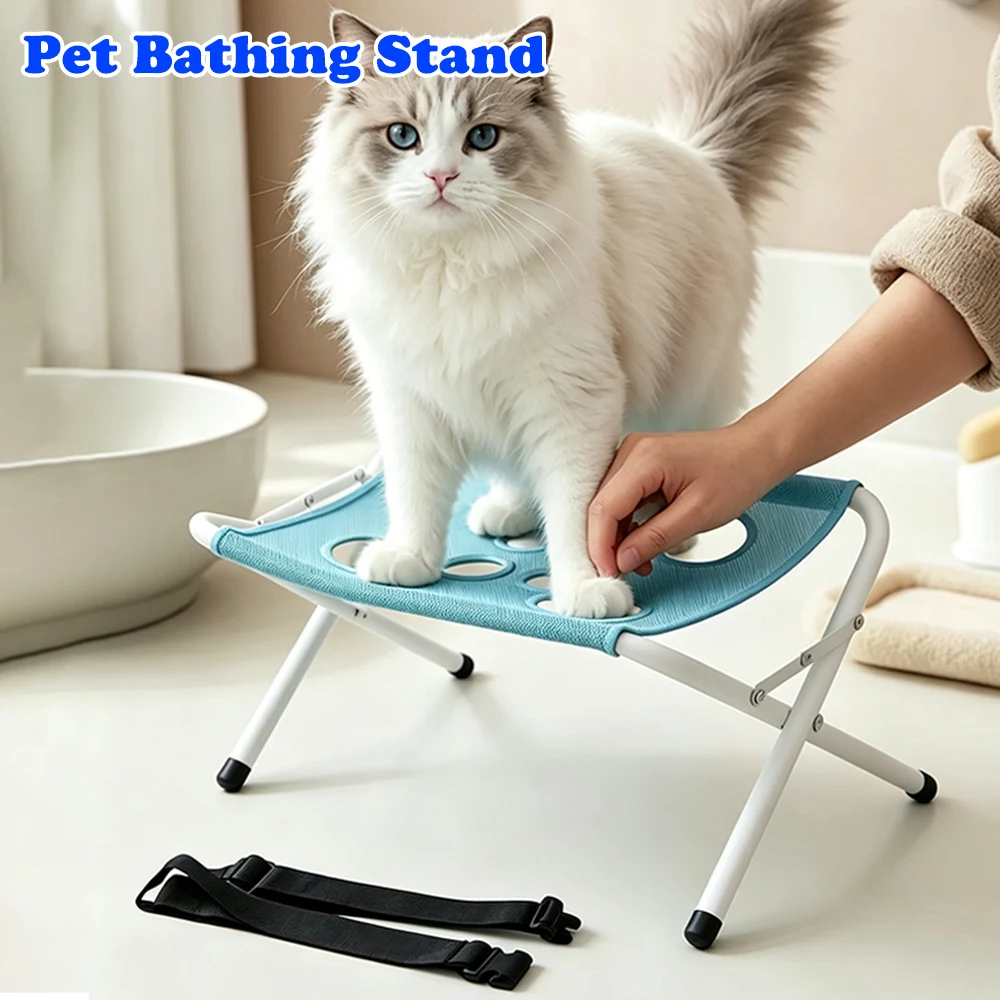 Supporto Portatile Pieghevole per Toelettatura Animali Domestici, Regolabile, per Bagno, Taglio Unghie e Asciugatura Cani e Gatti, Rete di Supporto per Piccoli Animali - immagine 2
