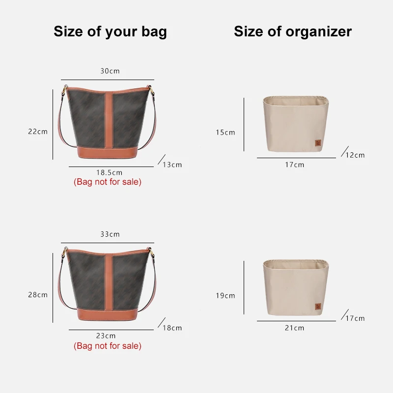 NEW Premium Canvas Triomphe Bucket Bag Organizer oval Shape 