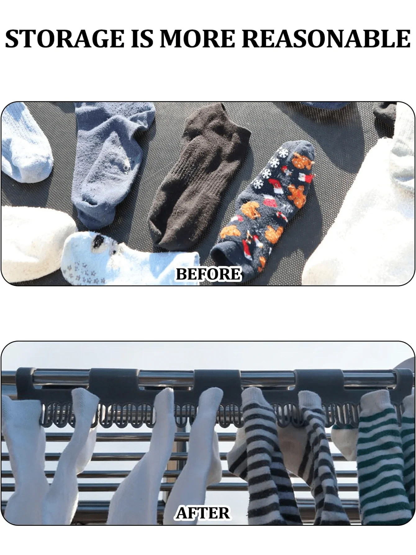 1/2 PCS Hanging Rod Sock Rack, Clothes Hanger Suitable For Drying Socks, Towels, Underwear And Other Small Clothing Items 5