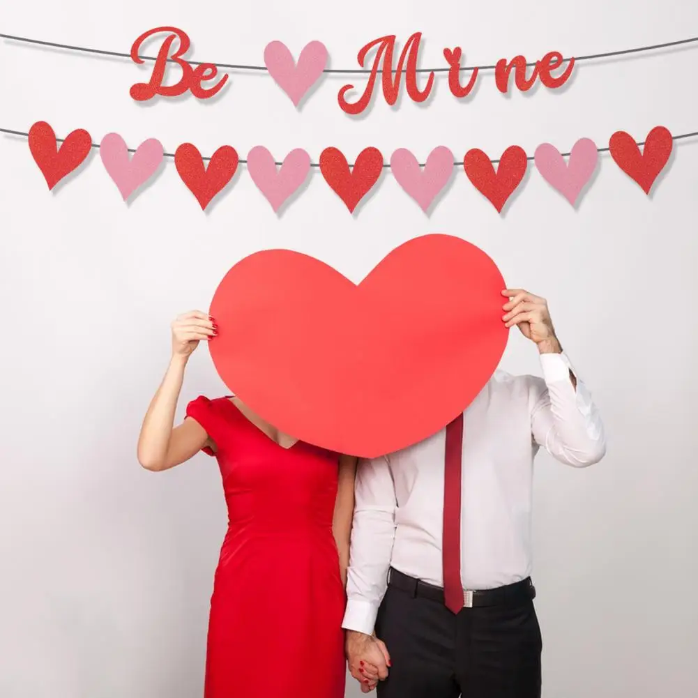 

Valentine Day Flag Proposal Flag Romantic Heart Shape Valentine's Day for Party Decorations Wedding Ornaments Birthday